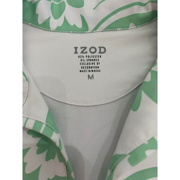 IZOD GOLF Green White Collared Sleeveless V-Neck Stretch Golf Top Size Medium - Picture 5 of 5